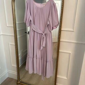 Rachel Parcell Pink Puff Sleeve Midi Dress